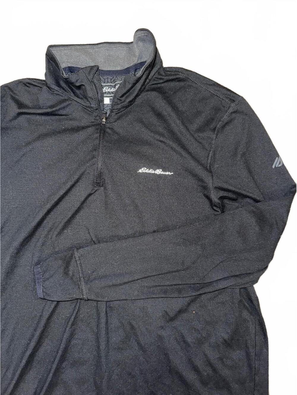 Men's Eddie Bauer Black Quarter-Zip Free Heat Pullover Size Large